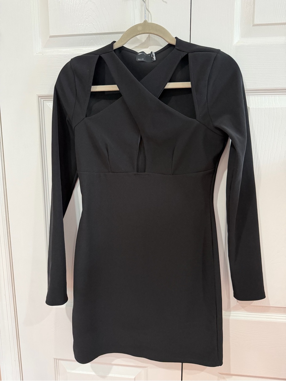 ASOS Black Long-Sleeve Crossfront Cutout Mini Dress